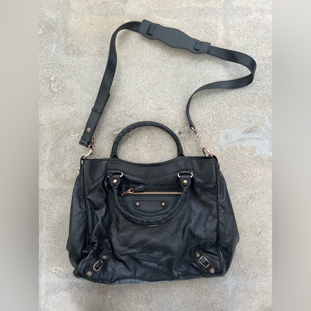 NWT Black Rosegold Hardware Balenciaga Motorcycle 282010 Bag